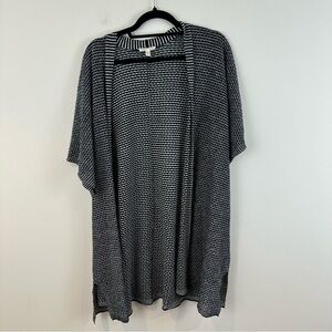 Eileen Fisher Linen Striped Black and White Open Cardigan Short Sleeved Size XL